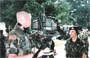 Being interviewed by Combat Camera - the US led internal communications team that kept the 34,000 SFOR/NATO troops up to date.